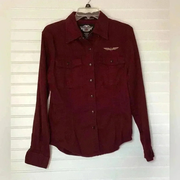 Harley-Davidson embroidered shirt Maroon Size Medium - Picture 9 of 10